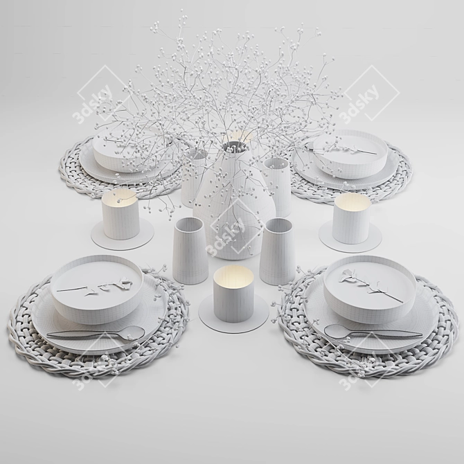 Elegant Tableware Set 3D model image 4