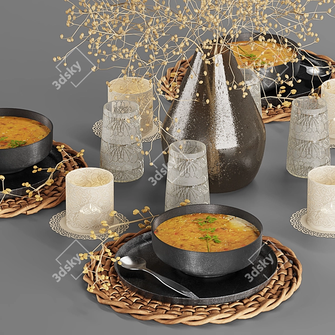 Elegant Tableware Set 3D model image 6