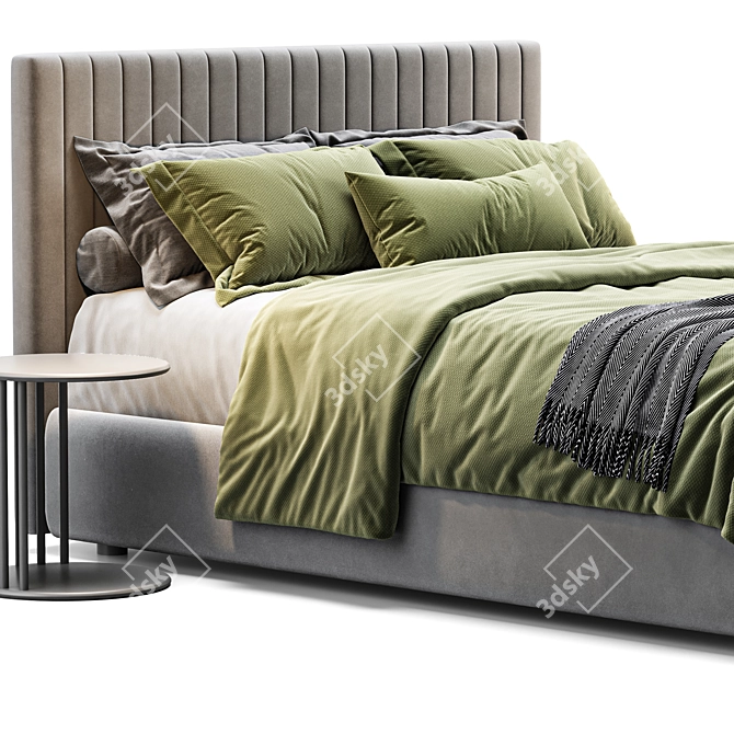 Elegant Queen Bed by Bolzan Letti 3D model image 2