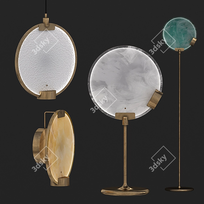 Masiero HORO: Brass and Spectrum Glass Pendant 3D model image 1