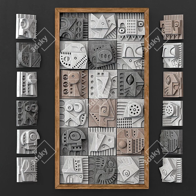 Hieroglyphic Cube Panel - Decorative, Big, No. 5 3D model image 2