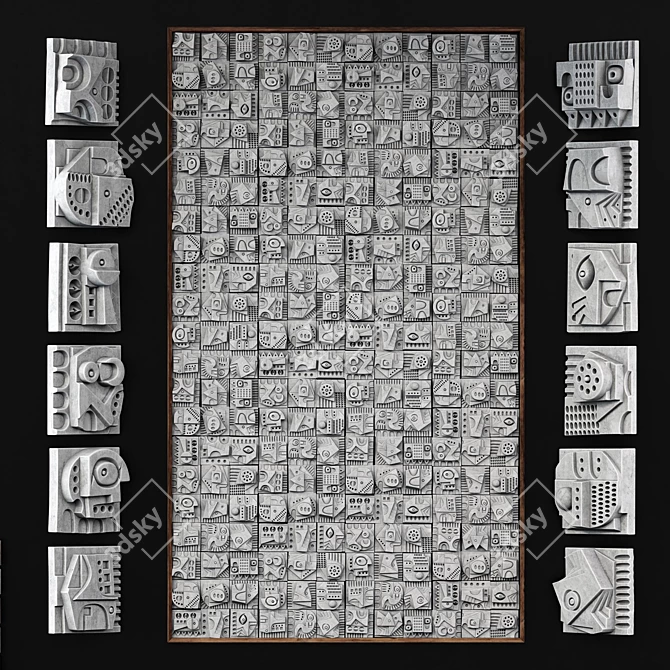 Hieroglyphic Cube Panel - Decorative, Big, No. 5 3D model image 7