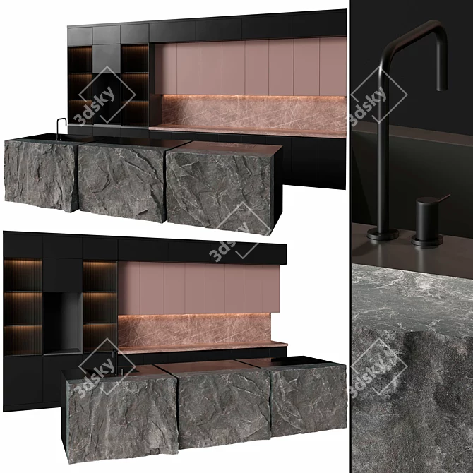 Sleek Kitchen Set 01: Stylish and Functional 3D model image 1