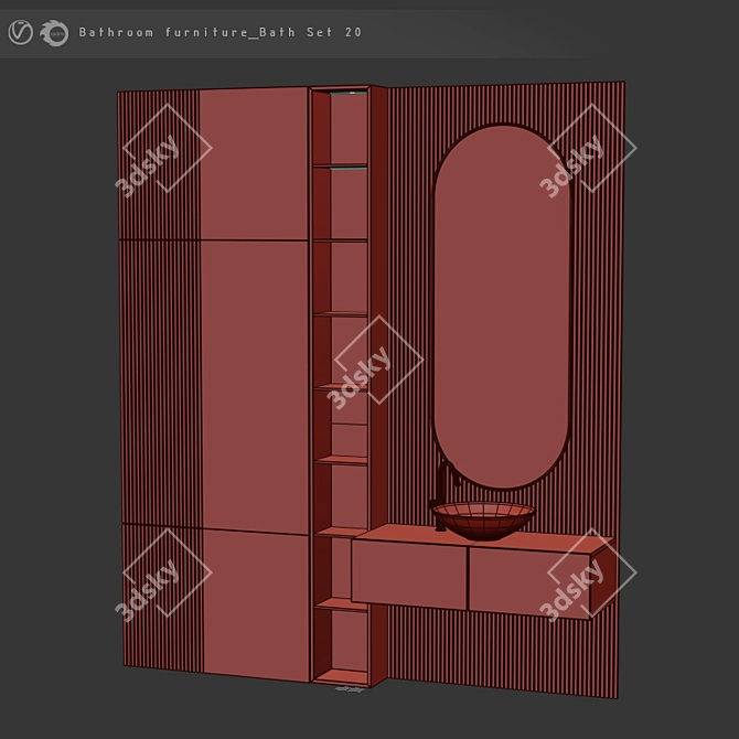 Modern Bathroom Set - 20 Pieces 3D model image 6
