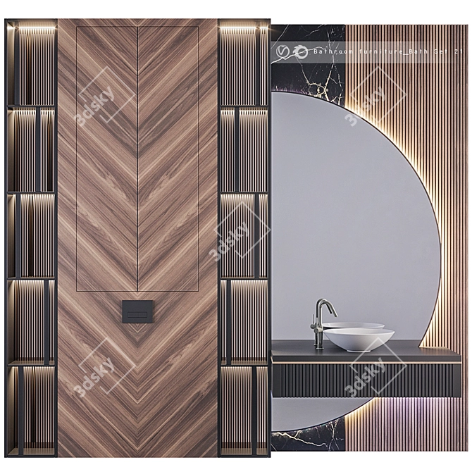 Modern Bathroom Furniture Set 3D model image 1