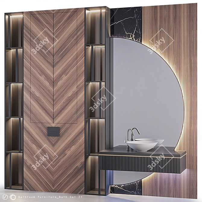 Modern Bathroom Furniture Set 3D model image 2