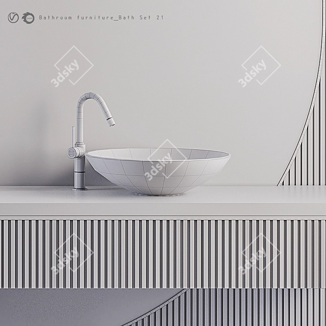 Modern Bathroom Furniture Set 3D model image 3