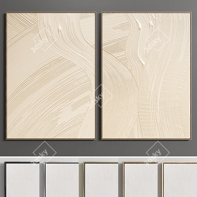 Elegant Plaster Double Frame 3D model image 1