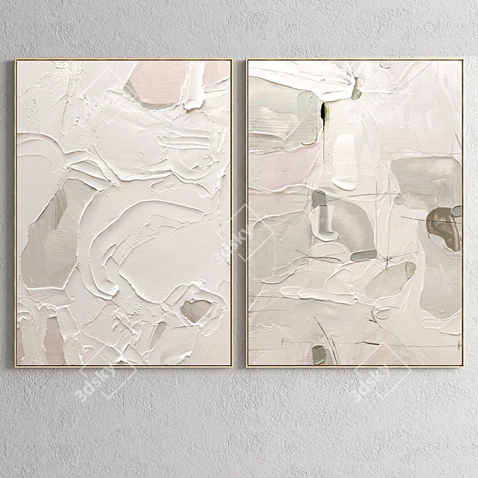 Elegant Plaster Dual Photo Frame 3D model image 2