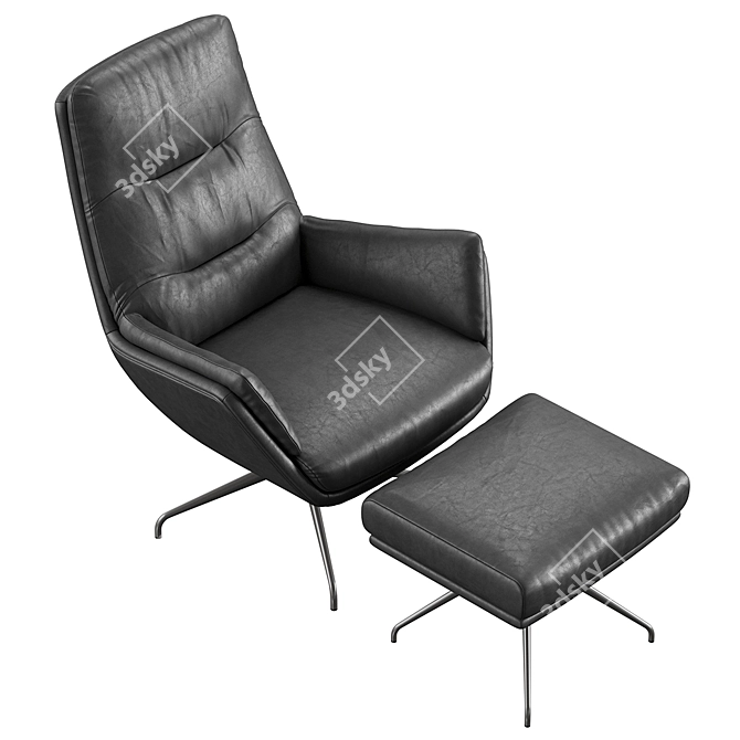 Modern Black and White Armchair 3D model image 6