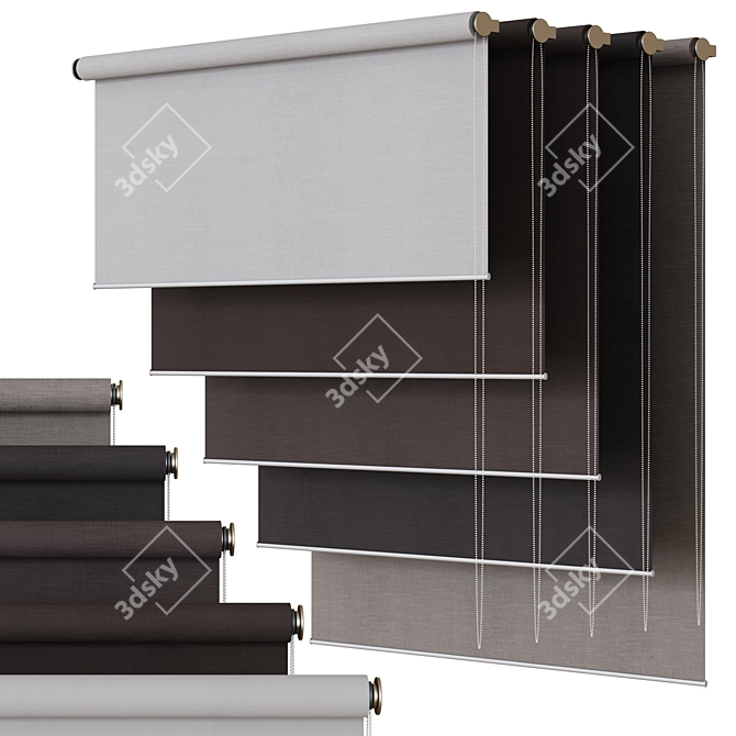 Customizable Roller Blinds: Edit Length, Width, and Fabric Texture 3D model image 1