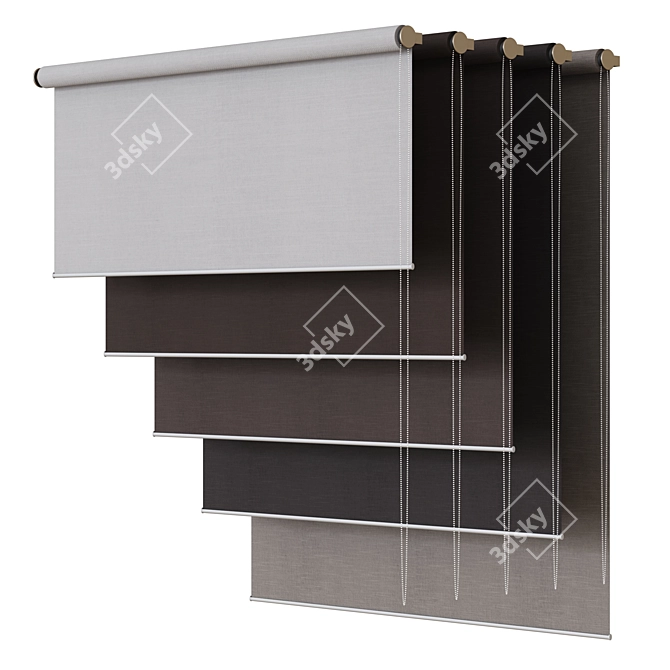 Customizable Roller Blinds: Edit Length, Width, and Fabric Texture 3D model image 2