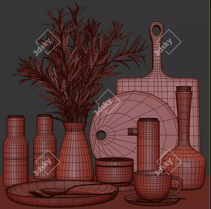 Sleek Kitchen Accessories Set 3D model image 8