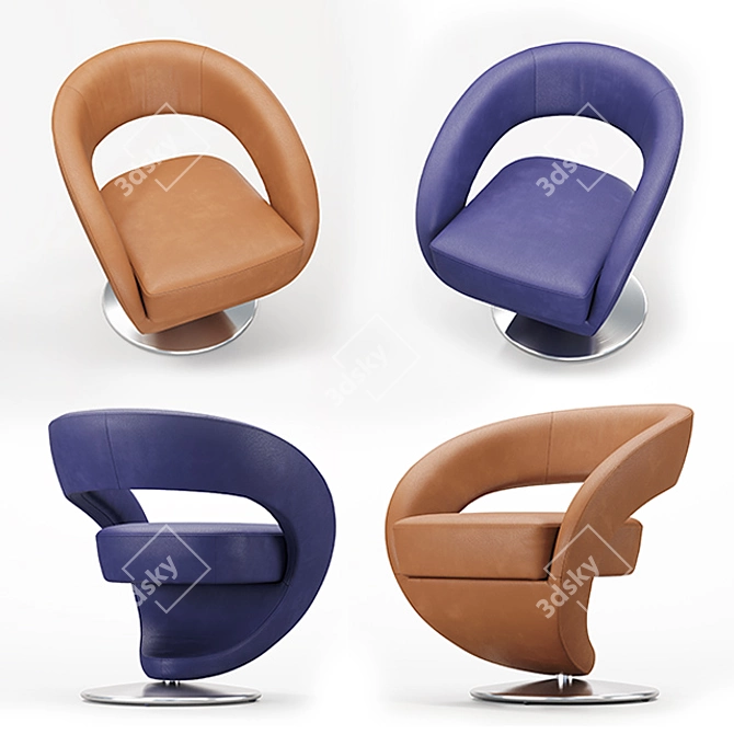 Modern Leather Armchair 7398 - SESSEL 3D model image 1