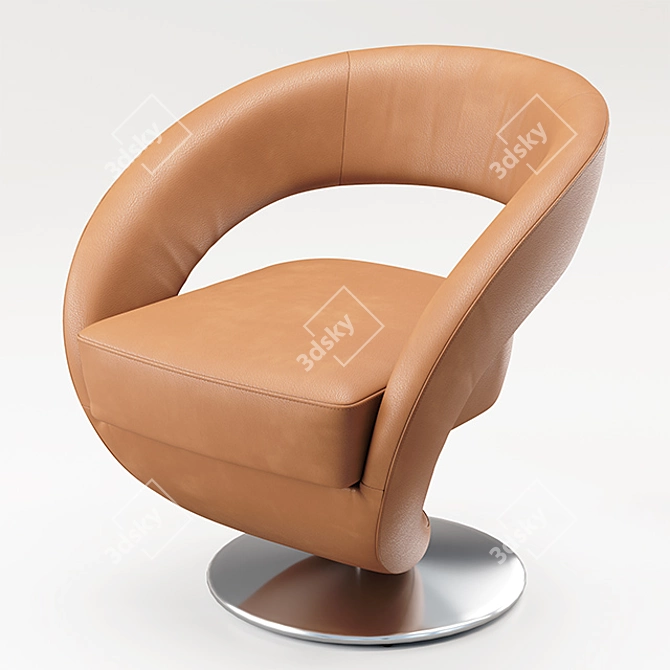 Modern Leather Armchair 7398 - SESSEL 3D model image 8