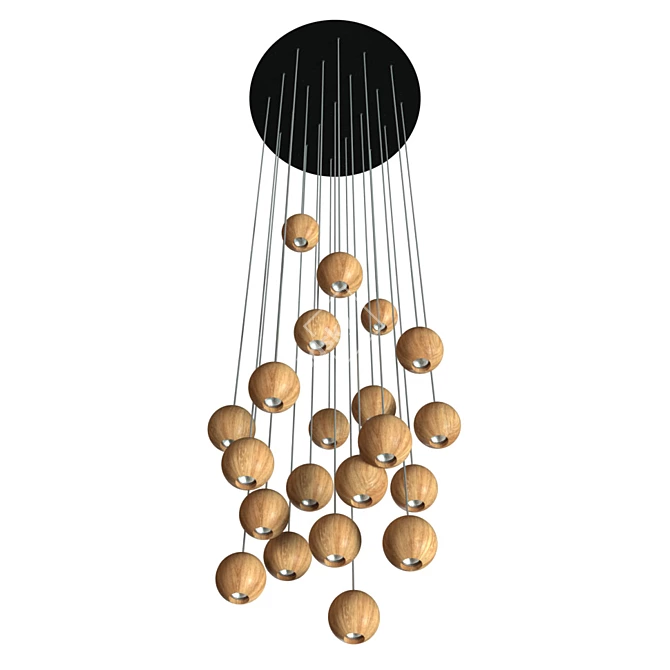 Versatile SPACE Wooden Hanging Mobile 3D model image 2