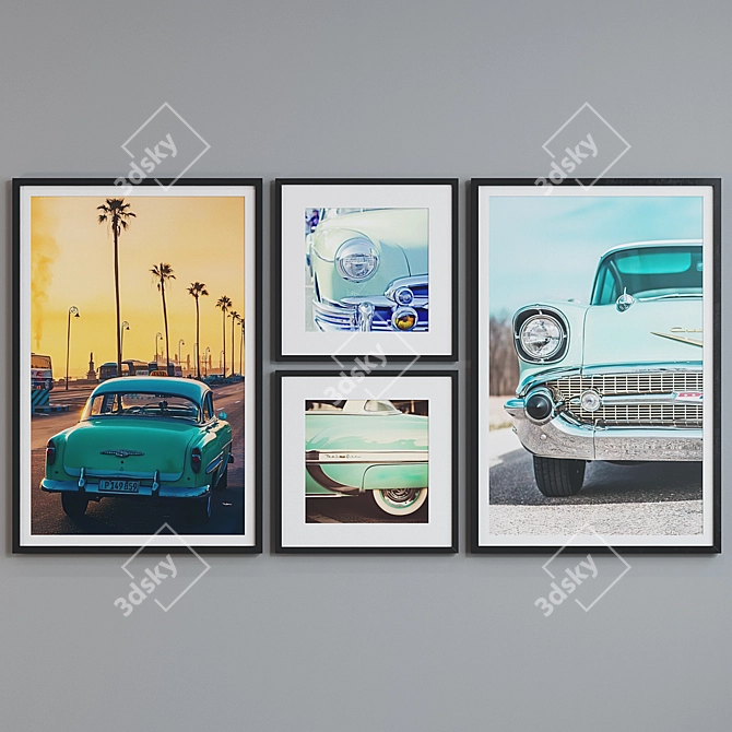 Vintage Car Frame Set - Retro Style 3D model image 2