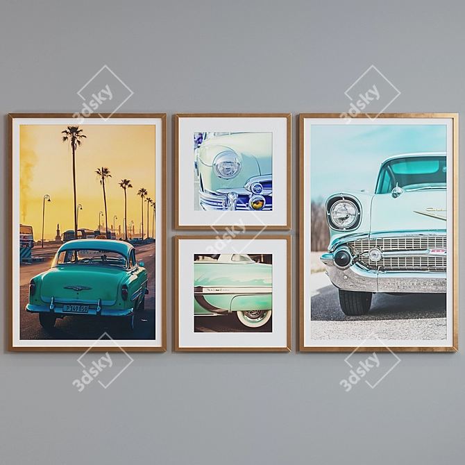 Vintage Car Frame Set - Retro Style 3D model image 3