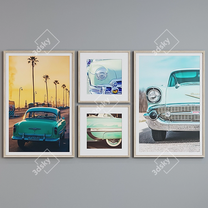 Vintage Car Frame Set - Retro Style 3D model image 5