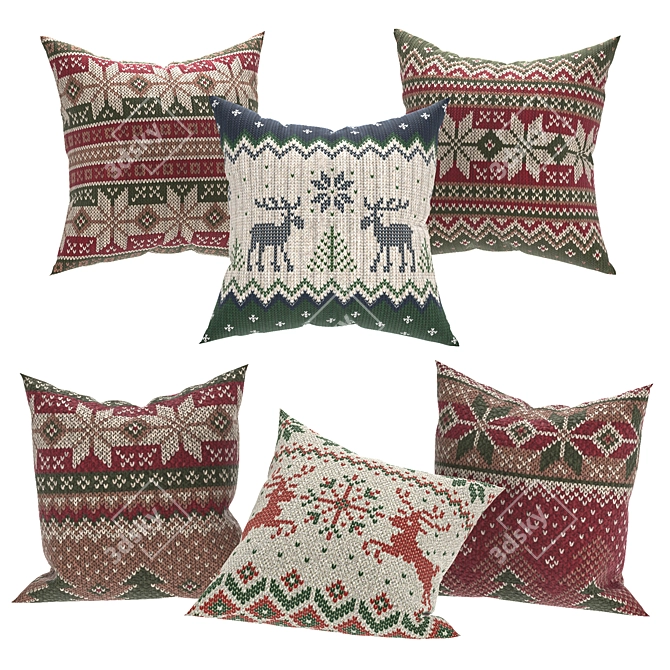 Festive Charm: Decorative Holiday Pillows 3D model image 1