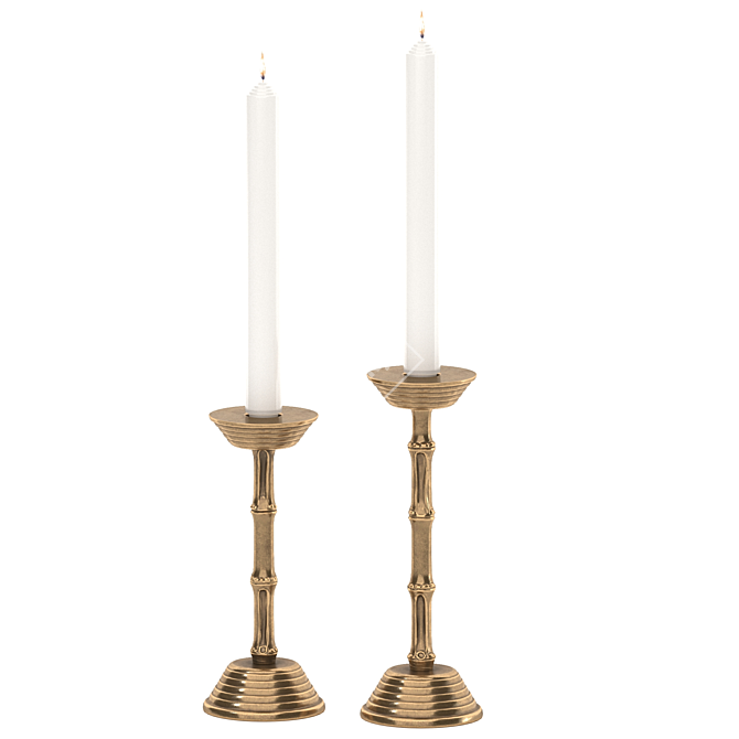 Vintage Brass Candlestick Set 3D model image 1