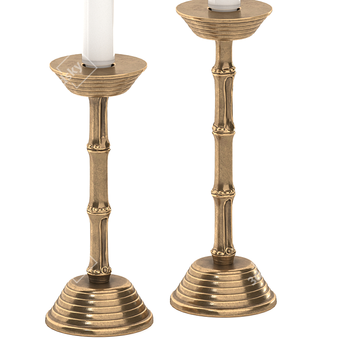 Vintage Brass Candlestick Set 3D model image 2