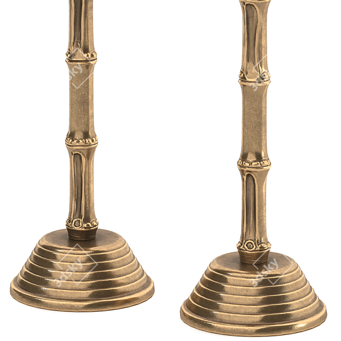 Vintage Brass Candlestick Set 3D model image 4