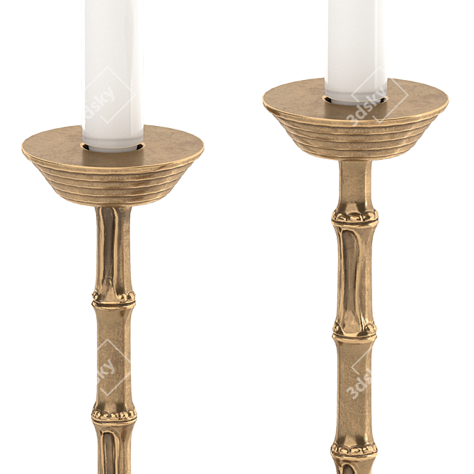 Vintage Brass Candlestick Set 3D model image 5