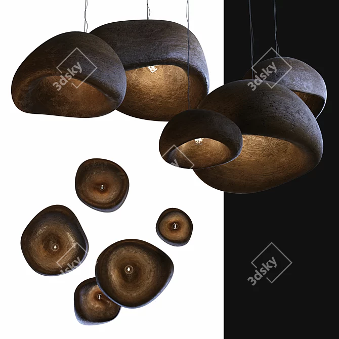Cloudy Glow Handcrafted Pendant Lamp 3D model image 2