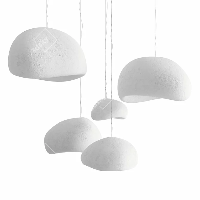 Cloudy Glow Handcrafted Pendant Lamp 3D model image 3