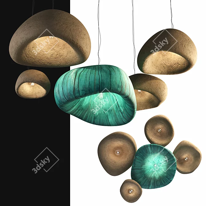 Cloudy Glow Handcrafted Pendant Lamp 3D model image 4