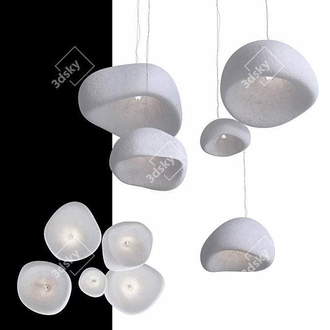 Cloudy Glow Handcrafted Pendant Lamp 3D model image 7