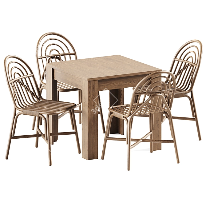 Elegant Dining Set: Markskel Table & Rotin Chair 3D model image 1