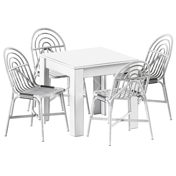 Elegant Dining Set: Markskel Table & Rotin Chair 3D model image 2