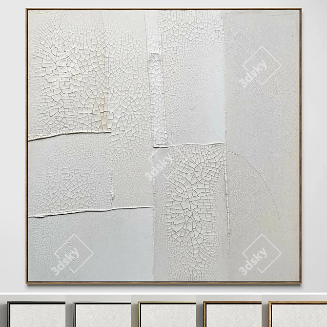 Abstract Plaster Photo Frames Set 3D model image 1