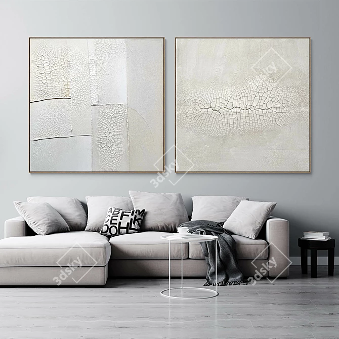 Abstract Plaster Photo Frames Set 3D model image 3