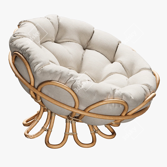 Elegant Rattan Papasan Chair 3D model image 3