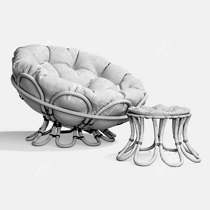 Elegant Rattan Papasan Chair 3D model image 4