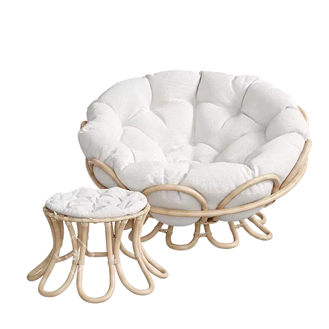 Elegant Rattan Papasan Chair 3D model image 5