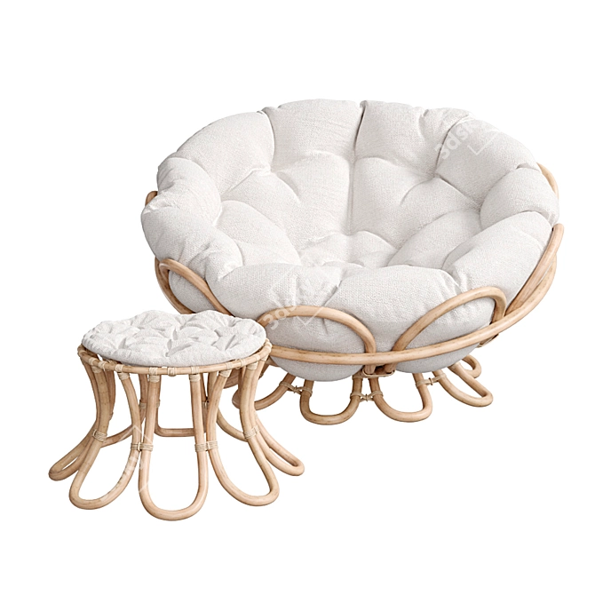 Elegant Rattan Papasan Chair 3D model image 6