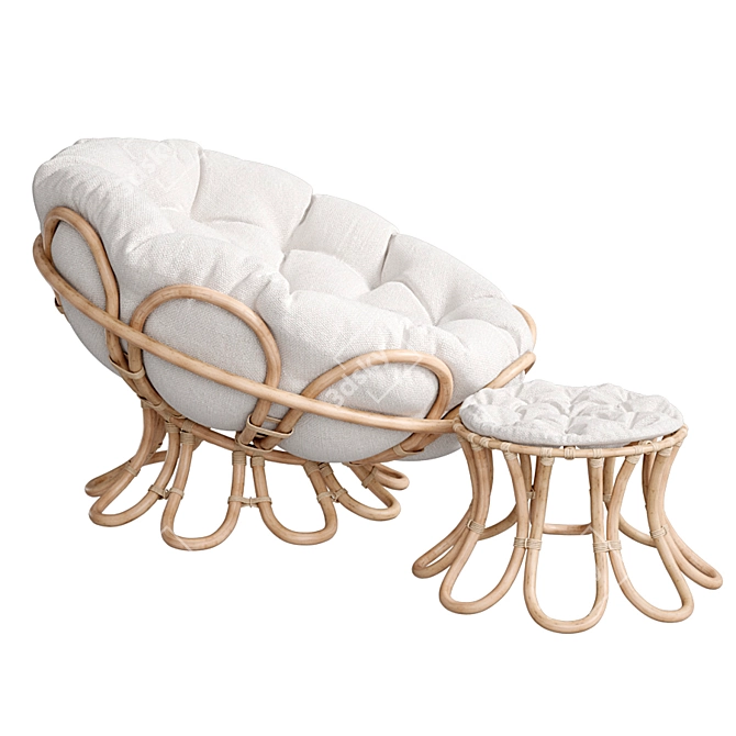 Elegant Rattan Papasan Chair 3D model image 7