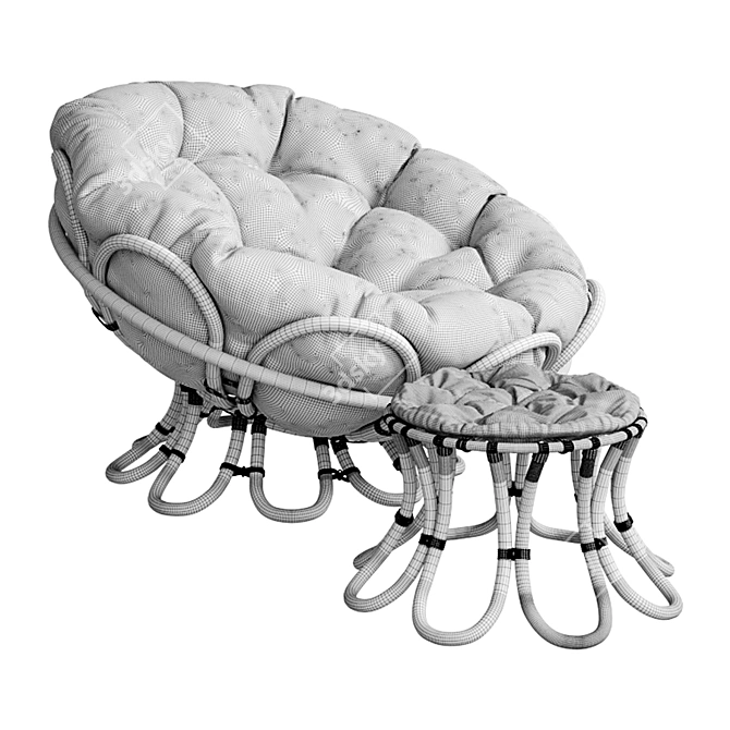 Elegant Rattan Papasan Chair 3D model image 9