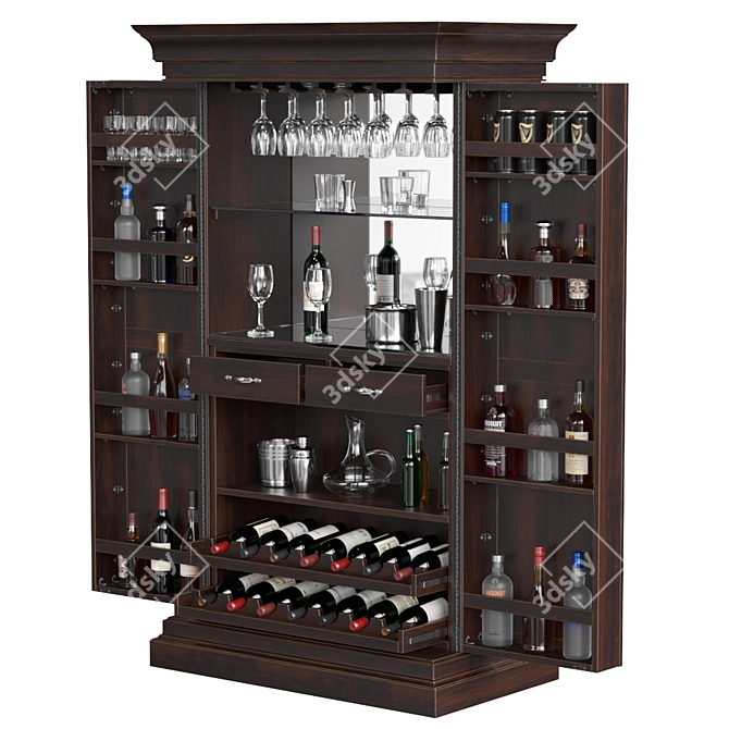 Elegant Home Bar Cabinet 3D model image 2