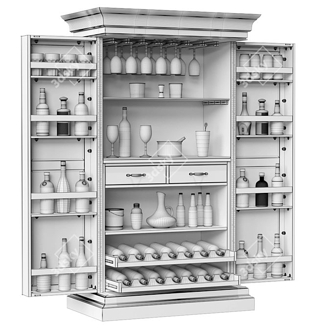 Elegant Home Bar Cabinet 3D model image 7