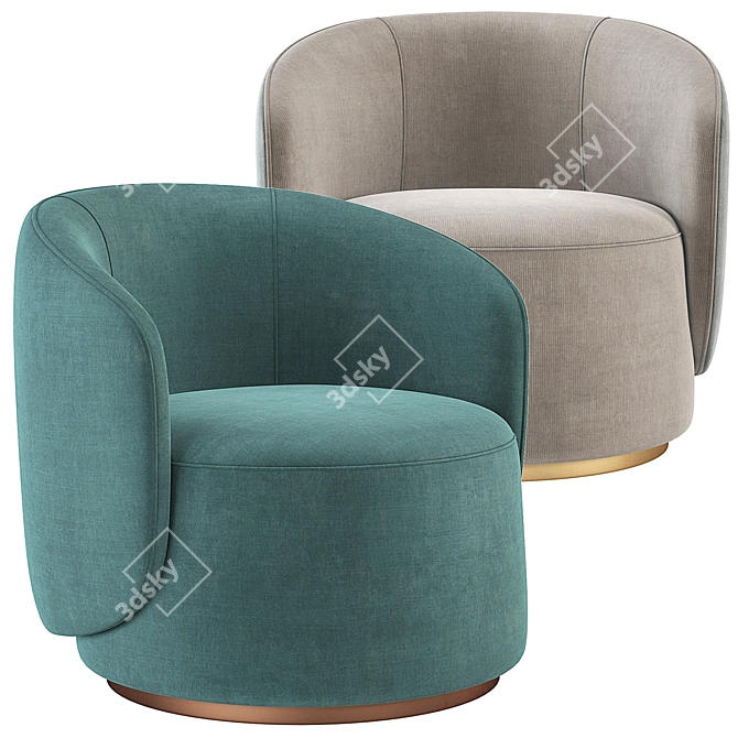 Elegant Fendi Casa Annabelle Armchair: Luxurious Velvet, Stunning Design 3D model image 4