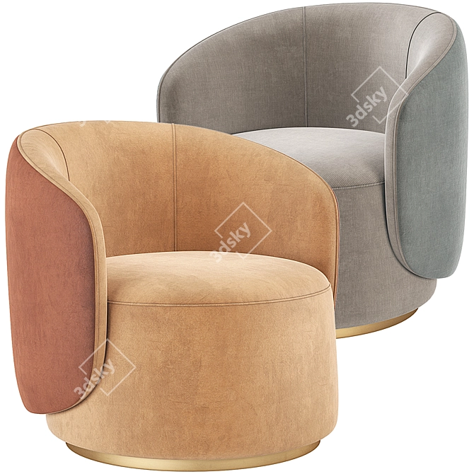 Elegant Fendi Casa Annabelle Armchair: Luxurious Velvet, Stunning Design 3D model image 5