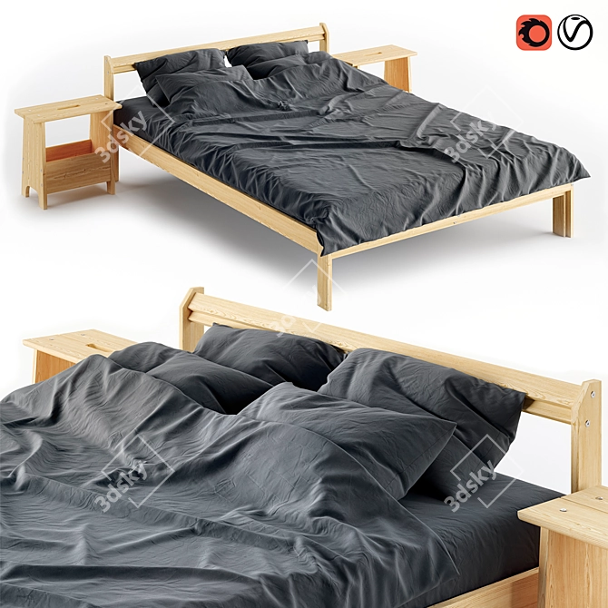 Modern Foldable Bed NEIDEN by João Teixeira 3D model image 1