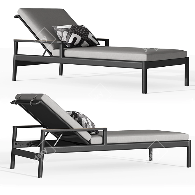 Sleek and Stylish Rh Marino Aluminum Chaise 3D model image 1