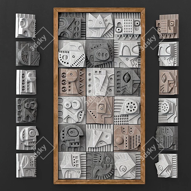 Hieroglyphs Decorative Cube Panel 3D model image 1