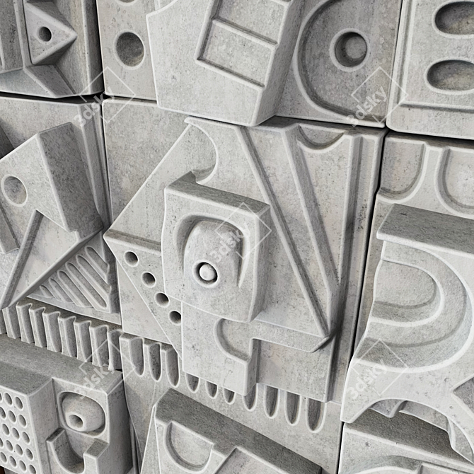 Hieroglyphs Decorative Cube Panel 3D model image 3